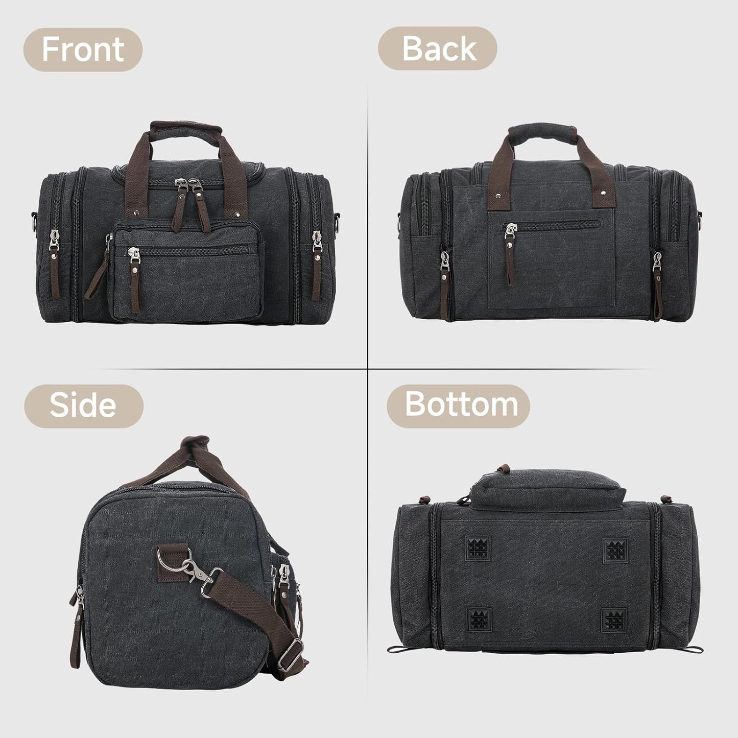 Canvas Expandable Duffle Bag for Men Traveling, Luggage Travel Bag Weekender Overnight Bag,Mens Gym Carry on Duffel Bags