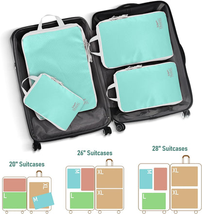 4-Piece Packing Cube Set - Lightweight Luggage Organizers for Travel, Vacation and Suitcases - Durable Accessories with Compression