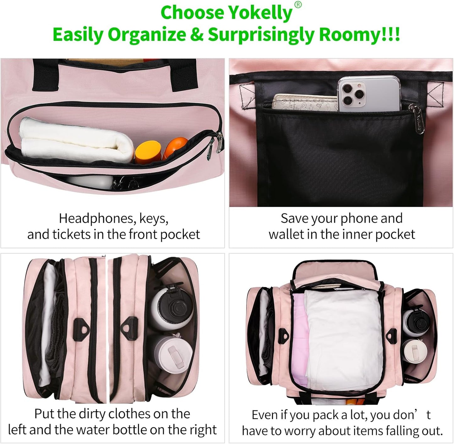 Sports Duffel Bag 20 inch for Travel Gym - Pink