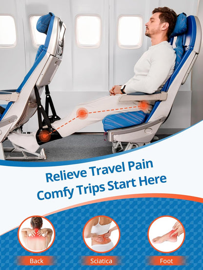 2 Pack Airplane Foot Hammock, Portable Travel Feet Rest Leg Relief, Ergonomic Hanging Sling for Long Flight,Car, Office Home, Comfort Support Travel Essentials, Black