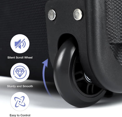 Rolling Backpack for Adults,17 Inch Waterproof Underseat Carry On Luggage, Wheeled Carry-on Luggage, Travel Backpack for Men Women， Trolley Laptop， Black Medium