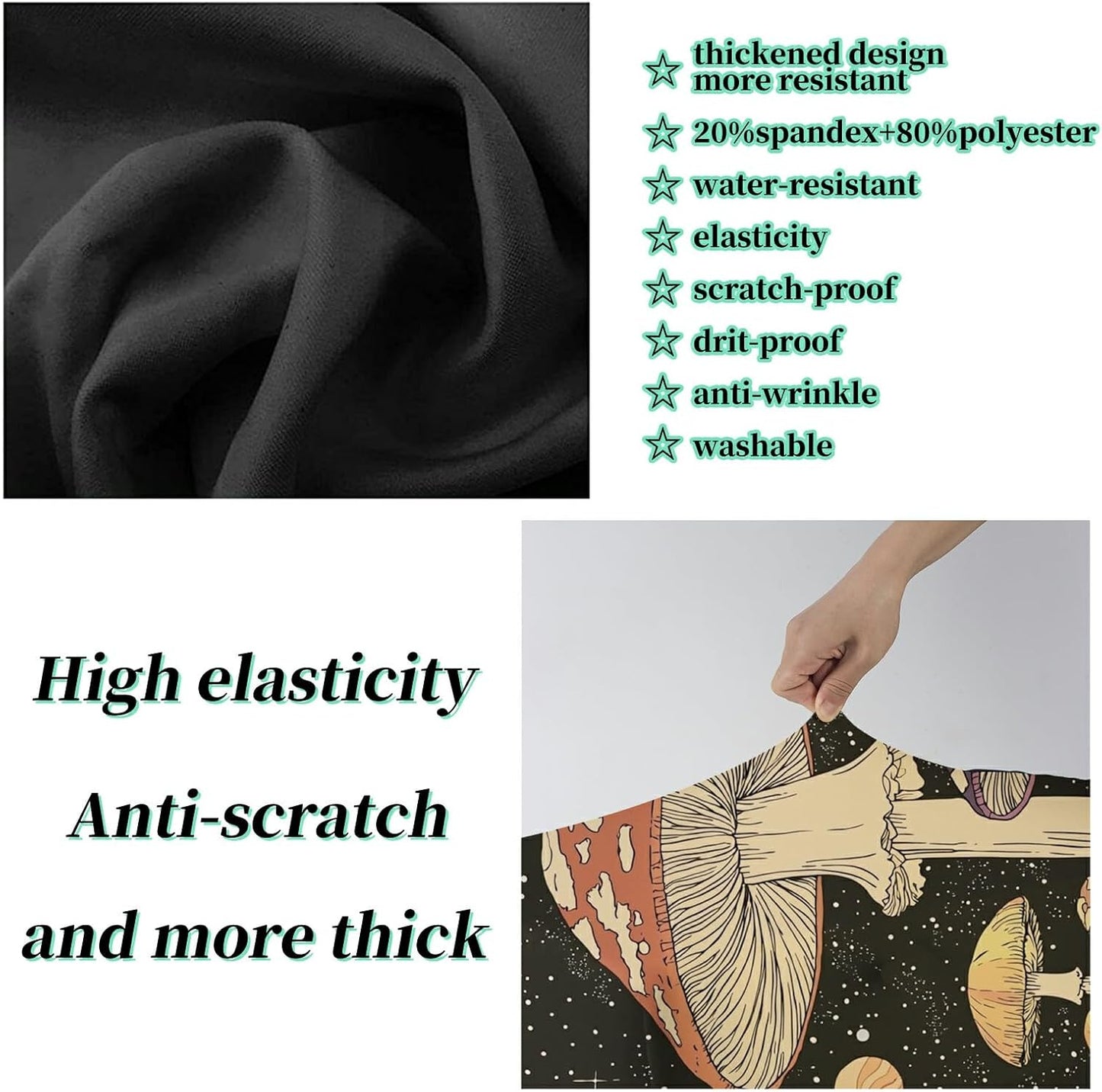 Luggage Cover + Tag, Mushrooms Travel Suitcase Protector for 18-20 inch Luggage (S) with Concealed Zipper, Washable Elastic Cloth, Dustproof, Anti-Scratch