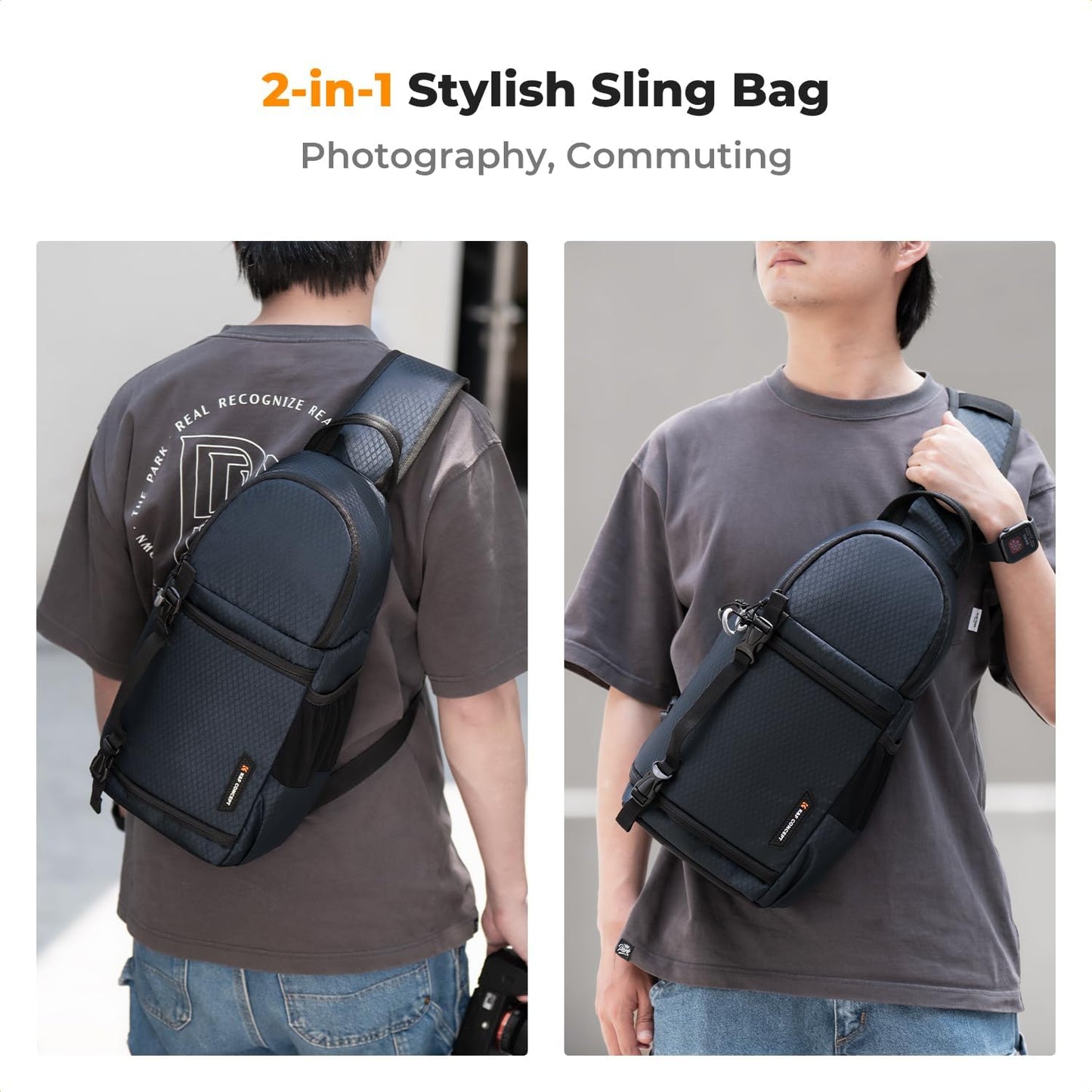 K&F Concept Camera Sling Bag Crossbody Bag Camera Shoulder Backpack DSLR/SLR/Mirrorless Photography Bags Compatible with Canon/Nikon/Sony/Fuji/Gopro/DJI