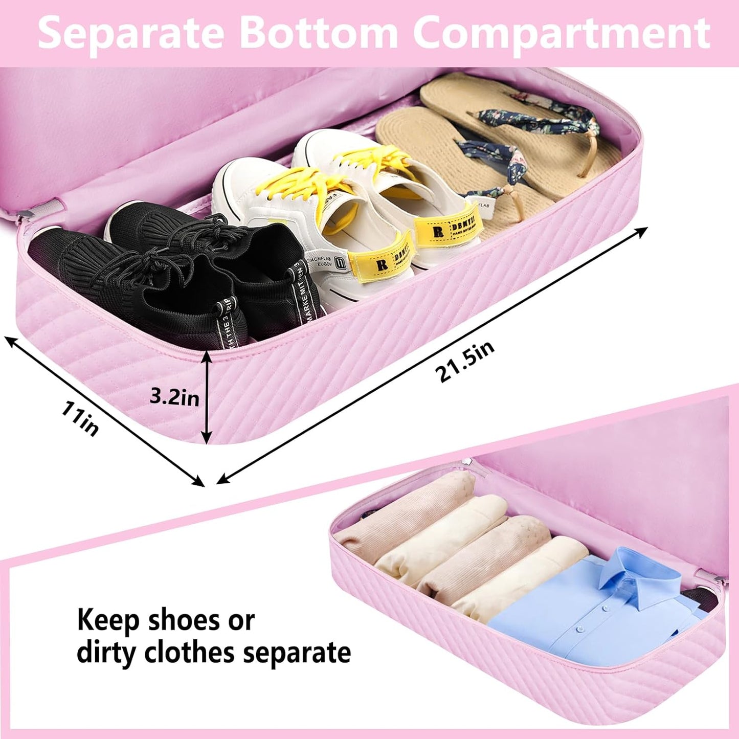 Weekender Bag for Women, Travel Duffel Bag Carry On Overnight Bag with Shoe Compartment Large Nylon Travel Weekend Tote Bag