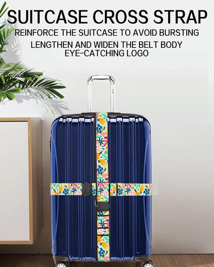 Luggage Straps for Suitcases, Adjustable Travel Belt, Durable Wide Luggage Strap, Cute Suitcase Strap Identifiers with Buckle, Bag Straps for Luggage, Cute Colorful Flowers