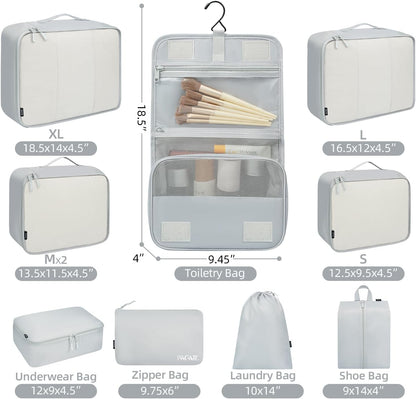 BAGAIL 6 Set/8 Set/10 Set Packing Cubes Various Sizes Packing Organizer for Travel Accessories Luggage Carry On Suitcase