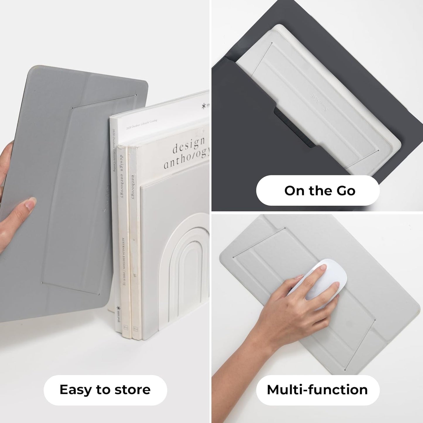 SenseAGE Laptop Stand for Desk, Office, Ergonomic Notebook Stand, Foldable & Portable Travel FlatStand, Lightweight, Anti-Slip, Compatible with MacBook Air, Pro, and Up to 15.4" Laptops (Café Creme)