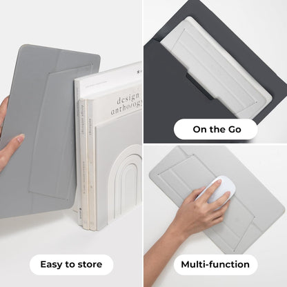 SenseAGE Laptop Stand for Desk, Office, Ergonomic Notebook Stand, Foldable & Portable Travel FlatStand, Lightweight, Anti-Slip, Compatible with MacBook Air, Pro, and Up to 15.4" Laptops (Café Creme)