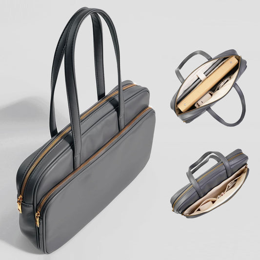 Laptop Tote for Men & Women 14Inch Computer Bags Briefcase Business Office Travel Work Handbag Carrying Bag with Large Front Pocket Color Grey