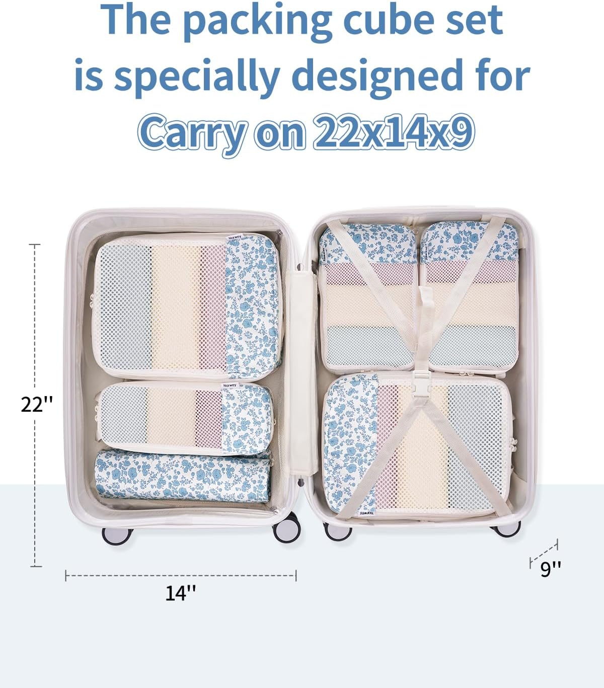 Narwey 6 Set Compression Packing Cubes for Travel Kids Women Carry on, Packing Organizers Bag for Backpack Luggage Suitcase Duffle Bags