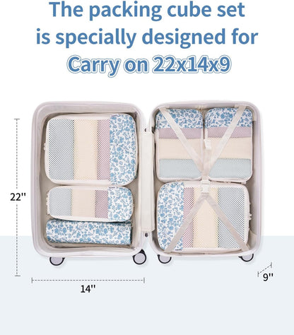 Narwey 6 Set Compression Packing Cubes for Travel Kids Women Carry on, Packing Organizers Bag for Backpack Luggage Suitcase Duffle Bags