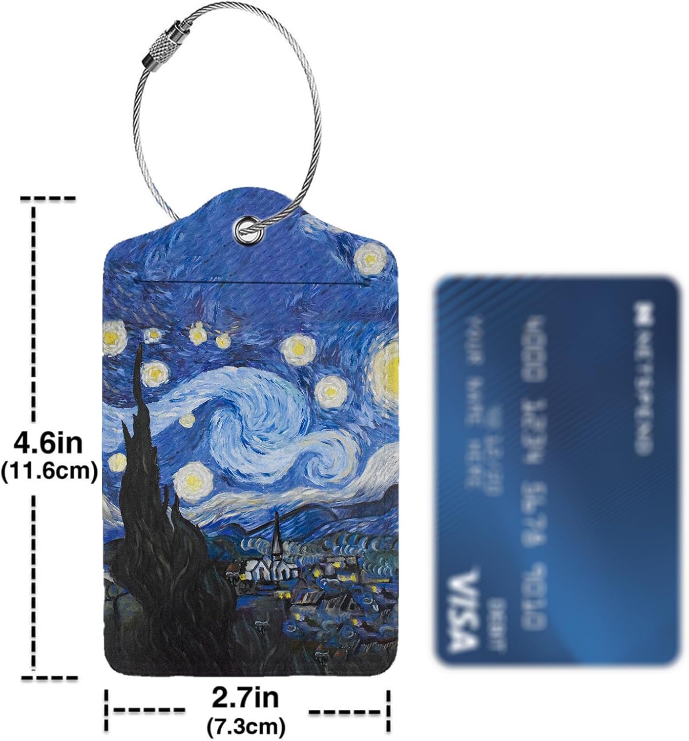 Abstract Starry Night 2 Pcs Luggage Tags,Privacy Cover ID Label with Stainless Steel Loop and Address Card for Travel Bag Suitcase