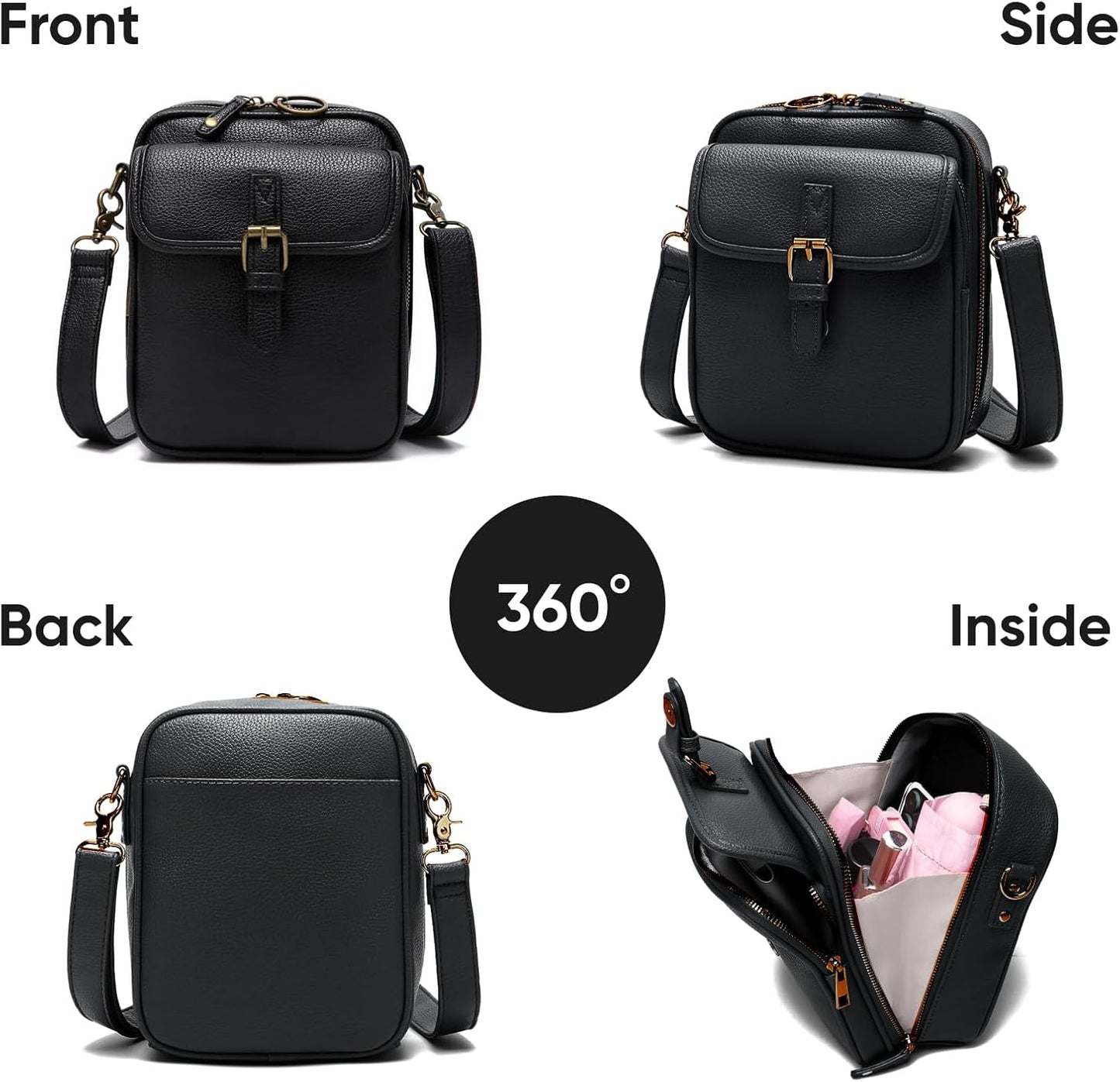 1060 Leather Crossbody Bags for Women Anti-Theft Vegan Purse with Card Slots, Travel Shoulder Bag, Waterproof Crossbody Purse