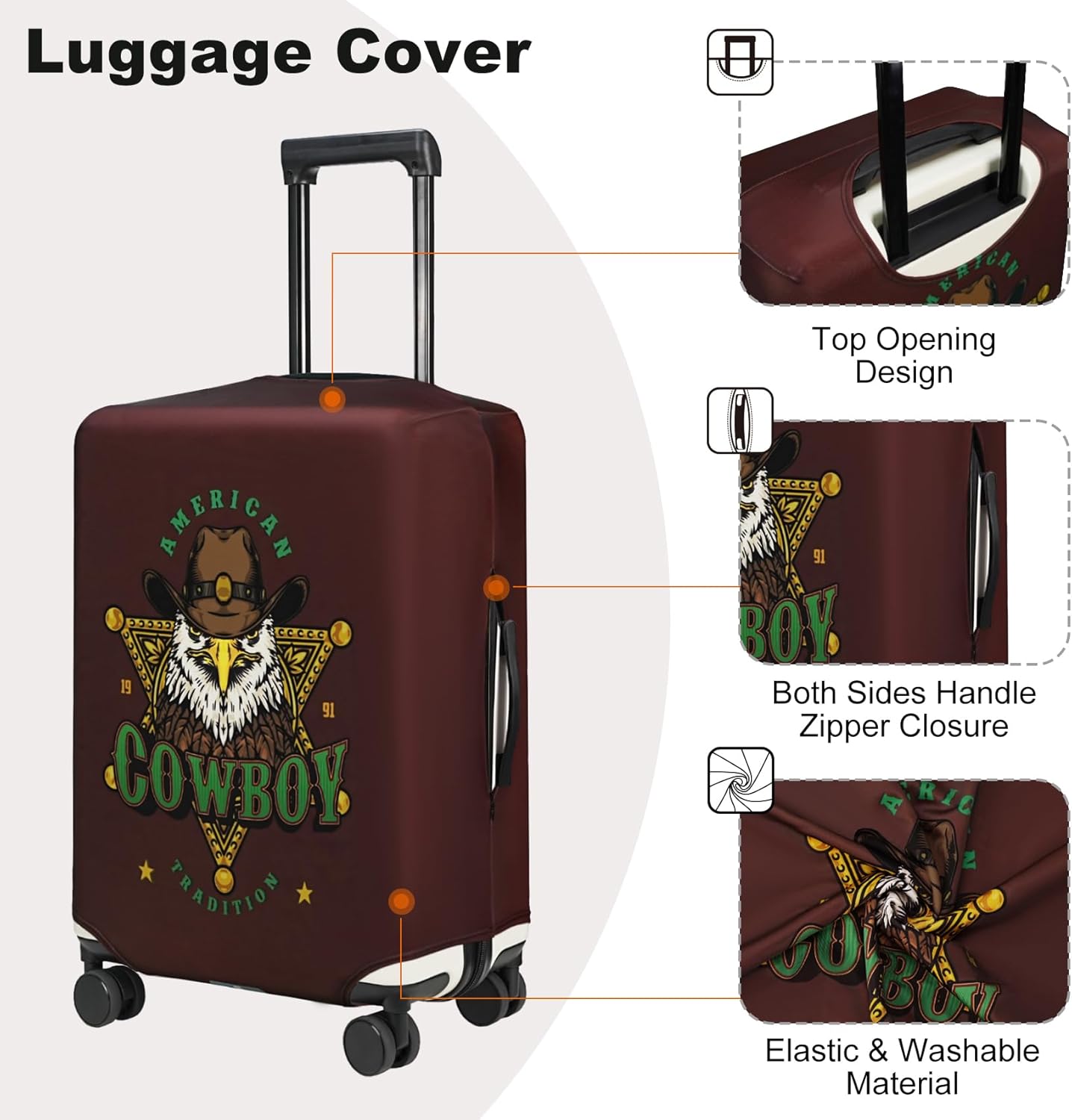HYPER VENTURE Washable Luggage Cover - Fashion Suitcase Protector Fits 23-26 Inch Luggage (Eagle Glory, M)