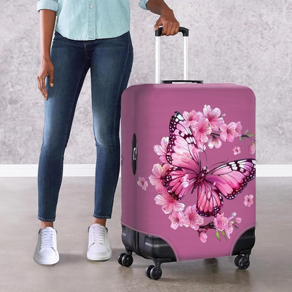 Purple Butterfly Luggage Cover Anti-scratch Baggage Suitcase Protector Fits 22-25 Inch Luggage