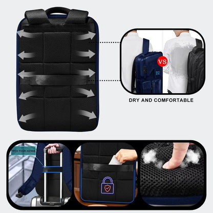 ZINZ Laptop Backpack 15 15.6 16 Inch, Expandable Computer Rucksack with Multi-Pockets Anti-Theft Travel Daypack for Men and Women,Blue