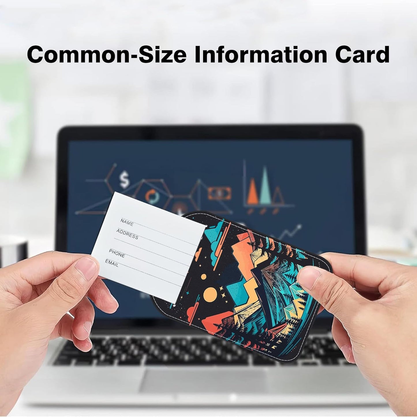 2 PCS Leather Luggage Tags for Suitcase Colorful Bright Mountain Travel Luggage Tag with Privacy Flap Name ID Label and Metal Loop for Travel Bag Suitcase