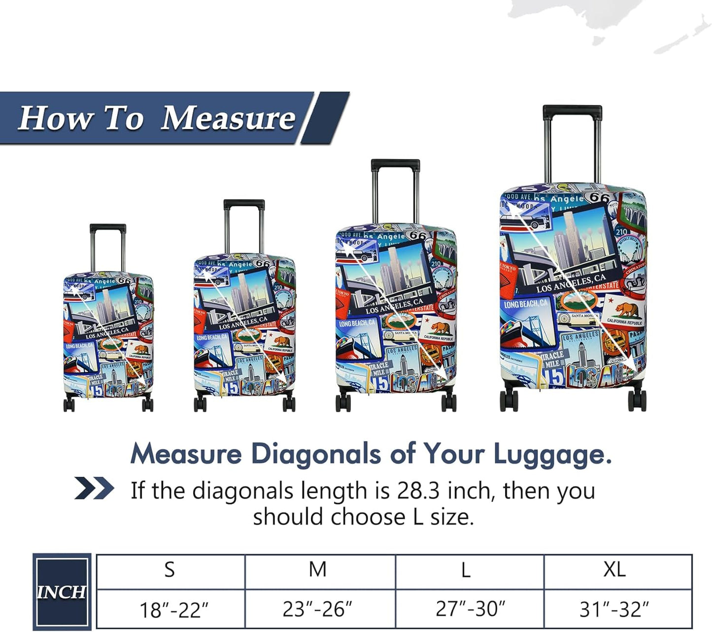 HYPER VENTURE Washable Luggage Cover - Fashion Suitcase Protector Fits 18-22 Inch Luggage (Travel Location, S)