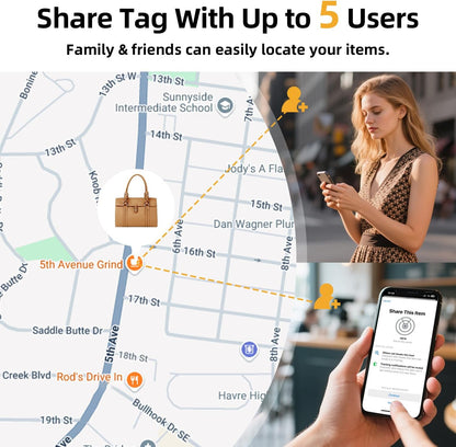 Esky Bluetooth Tracker Tag-4 Pack, Smart Luggage Tracker Compatible with Apple Find My APP (Only for iOS, Not for Android), Key Finder and Item Locator for Luggage, Backpack, Suitcases, Pets, Wallet