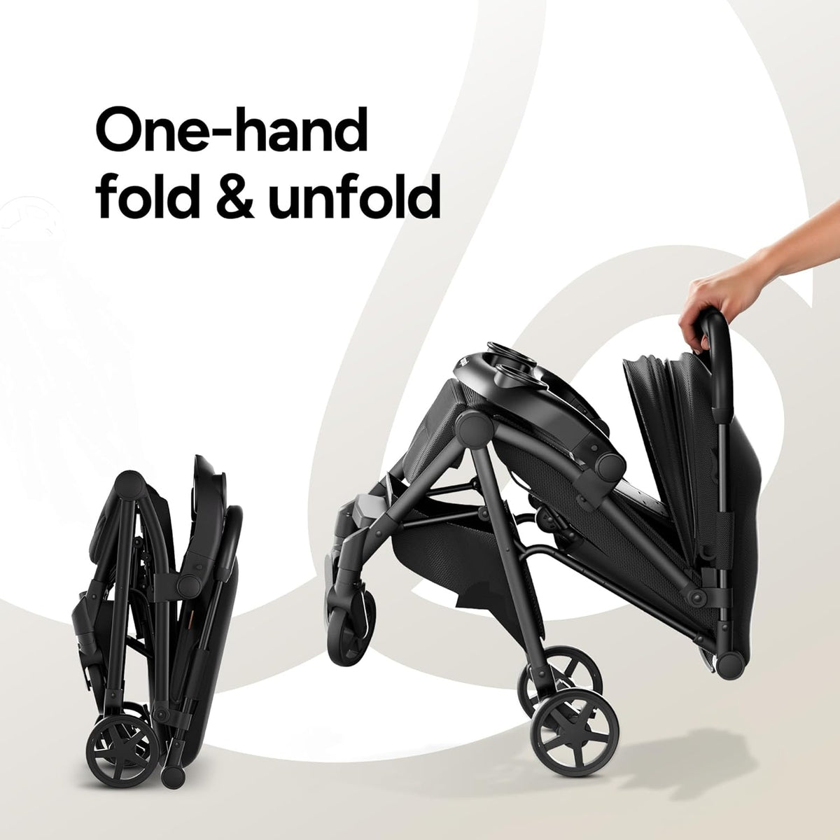 Mompush Lithe V2 Lightweight Travel Stroller, Compact Foldable Baby Stroller with Travel Bag, One-Hand Fold Stroller, Snack Tray, Mechanical Recline Seat, Airplane-Ready, UPF 50+ Canopy & Rain Cover