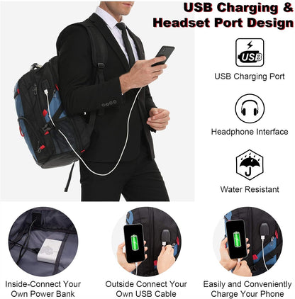 LOVEVOOK Travel Laptop Backpack Waterproof Anti Theft Backpack with Lock and USB Charging Port Large 17-17.3 Inch Computer Business Backpack for Men Women Blue