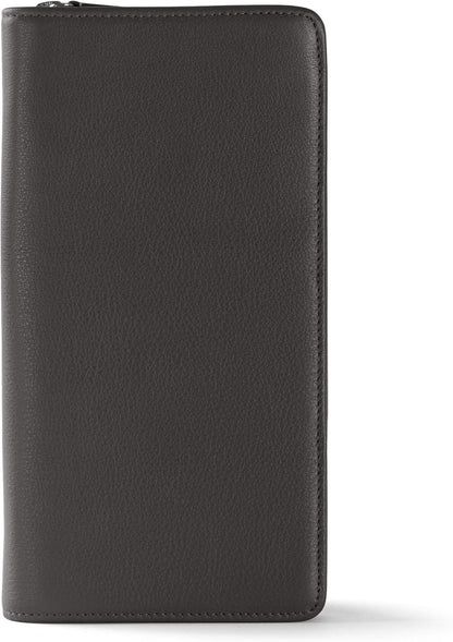 Leatherology RFID Black Onyx Travel Zip Organizer Wallet, Passport Holder, RFID Available, Full Grain Leather
