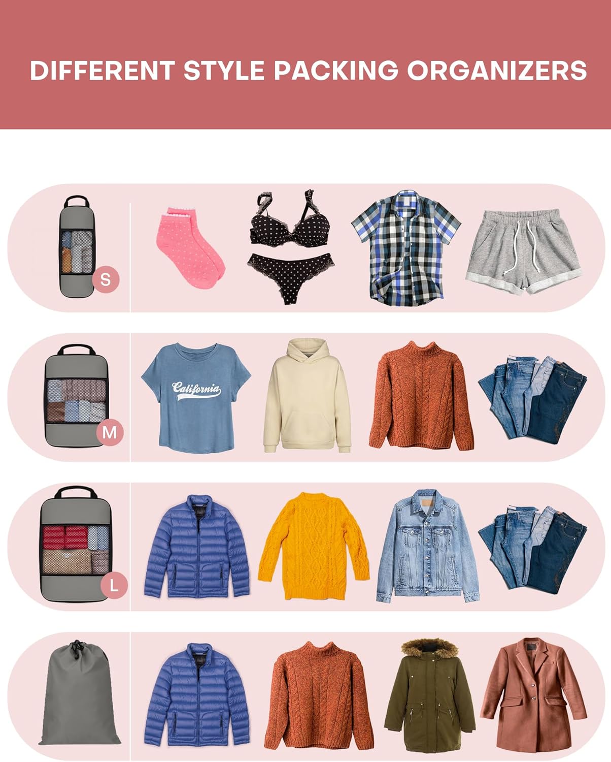 6 PCS Set Compression Packing Cubes for Travel, Lightweight Packing Organizer Bags Travel Essentials for Carry On, Suitcase, Home Closet - Grey