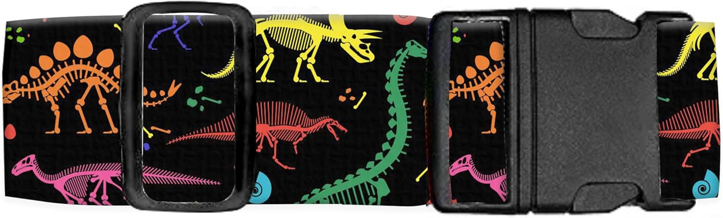 Luggage Straps for Suitcases Travel Belt Accessories, Cute Suitcase Strap, Adjustable Luggage Belt Strap, Heavy Duty with Quick-Release Buckle Luggage Strap Cute Colorful Dinosaurs