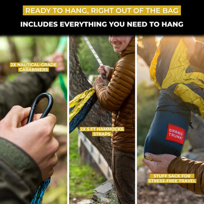 Grand Trunk Double Deluxe Parachute Nylon Hammock - 500lb Capacity Camping Hammock, 10.5x6.5ft, Lightweight & Durable (Cabo)
