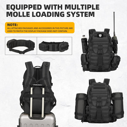 50L Military Tactical Backpack Hiking Waterproof Backpack Large Military Pack 3 Day Assault Pack Molle Bag Rucksack