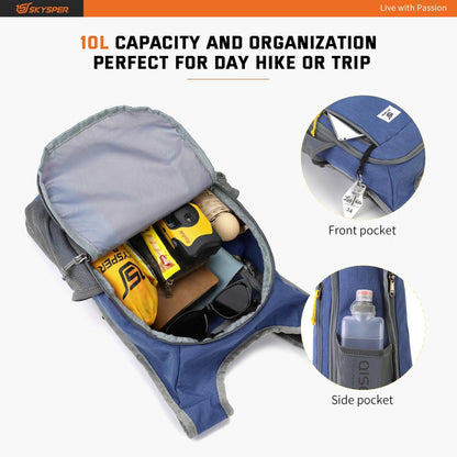 SKYSPER Small Daypack 10L Hiking Backpack Packable Lightweight Travel Day Pack for Women Men