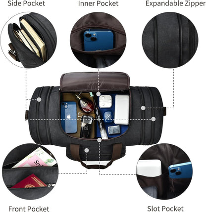 Dimayar Expandable Duffle Bag for Men, 50L Large-Capacity Weekender, Water-Resistant Mens Duffle Bags for Traveling, Lightweight & Durable Overnight Carry-On, Versatile Gym and Travel Bag