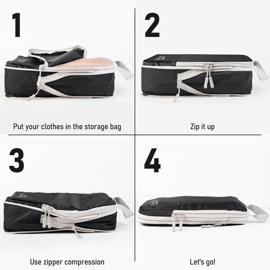 4-Piece Packing Cube Set - Lightweight Luggage Organizers for Travel, Vacation and Suitcases - Durable Accessories with Compression