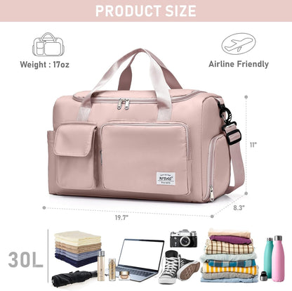 NPBAG Women Travel Duffel, Multi Functional Large Expandable Weekender Carry-on Tote, Gym Workout Overnight Bag, Mommy Hospital Bag for Labor and Delivery