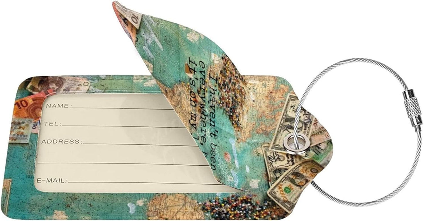 2 Pack Travel Luggage Tags for Suitcases Women Men Kids, Bag Tags for Leather Luggage with Waterproof Suitcase Tags Privacy Cover Name ID Label Steel Loop for Travel Bag Suitcase