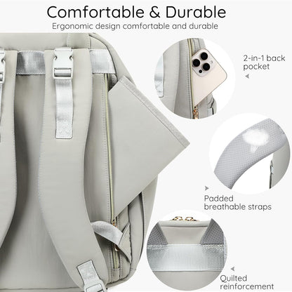 Diaper Bag Backpack - Large Multi functional, Boys, Girls & Baby Travel Essentials Tote with Changing Pad, Insulated Pockets, Stroller Straps, Waterproof - Baby Backpack for Mom & Maternity (Gray)