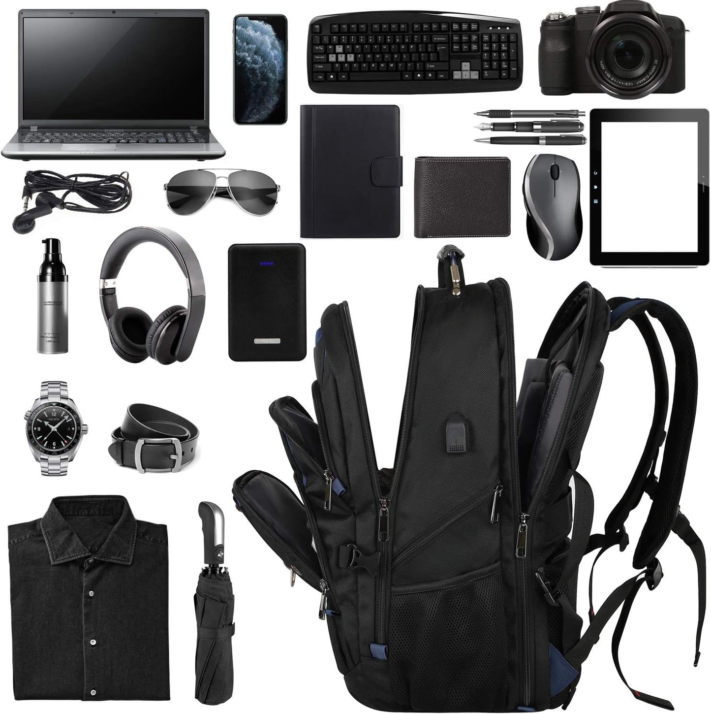 Mogplof 18.4 Laptop Backpack Men Women, 55L Extra Large Laptops Backpack with USB Charger Port,TSA Friendly Flight Approved and RFID Anti-theft Pocket,Water Resistant Suiltable for Traveling&Business