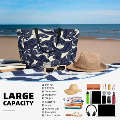 Beach Bag for Women Beach Tote Bag Waterproof Sandproof Large Bags with Zipper Big Capacity for Vacation Travel