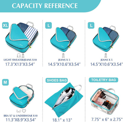 Gonex Compression Packing Cubes, 3pcs/4pcs Expandable Storage Travel Luggage Bags Organizers