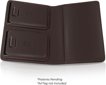 Kings Loot Passport Holder Wallet | RFID Protected Leather Travel Wallet with Built-in Trackable Holder | Holds 1-6 Cards & Passport | Slim & Stylish Wallets (Truffle)