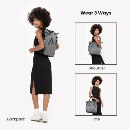 Sherpani Tempest, Anti Theft Convertible Backpack Tote, 14L Travel Backpack, Travel Gifts for Women, Handbags, RFID Protection, Metal Hardware, Fits 15” Laptop (No Sleeve) (Granite)