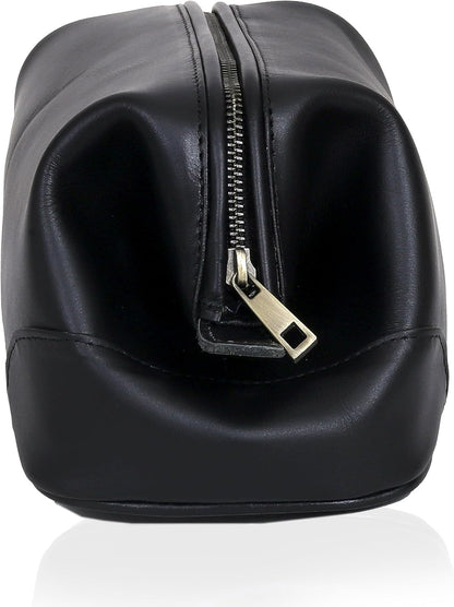 HLC Leather Toiletry Bag for Men Best Gift Premium Genuine Leather Dopp Kit Shaving Kit Organizer Travel Kit Pouch Bag for Men Large Size Black