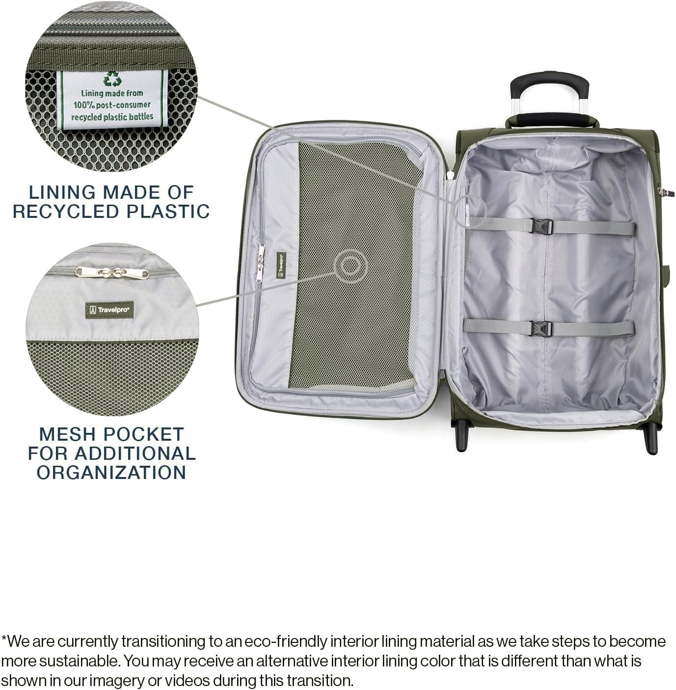 Travelpro Maxlite 5 Softside Expandable Upright 2 Wheel Checked Luggage, Lightweight Suitcase, Men and Women, Slate Green, Checked Medium 26-Inch