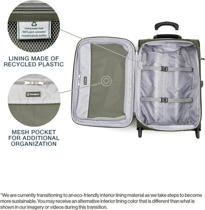 Travelpro Maxlite 5 Softside Expandable Upright 2 Wheel Checked Luggage, Lightweight Suitcase, Men and Women, Slate Green, Checked Medium 26-Inch