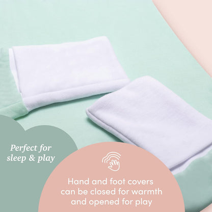 SleepingBaby Flying Squirrel Toddler Pajamas with Practical Zipper for Quick Diaper Changes and Travel Comfort - Mint - 4-5T