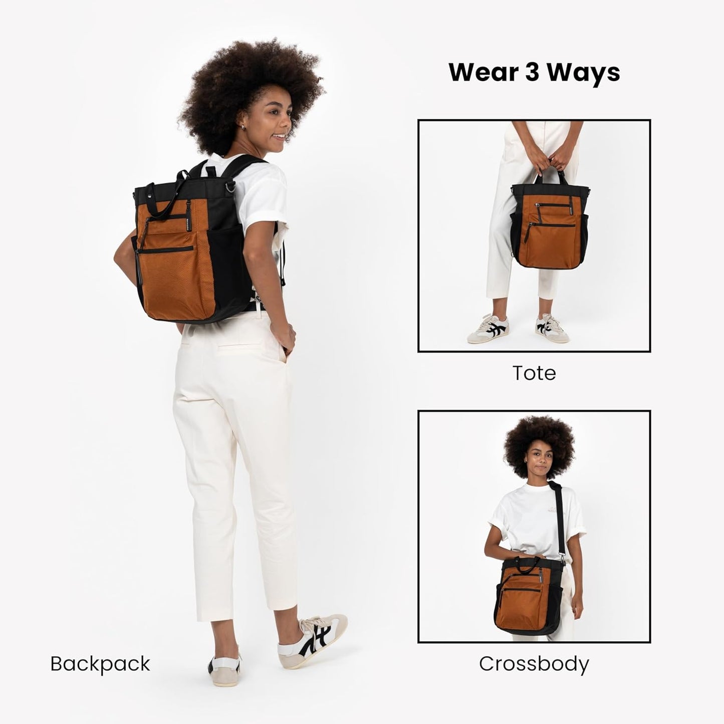 Sherpani Soleil, Anti Theft Convertible Backpack, 3 in 1 Tote Bag, Cross Body Purse, 18L Travel Backpack, Travel Gifts for Women, RFID Protection, Metal Hardware Fits 13” Laptop (Morocco)