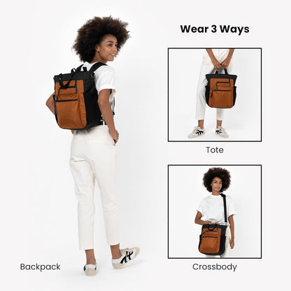 Sherpani Soleil, Anti Theft Convertible Backpack, 3 in 1 Tote Bag, Cross Body Purse, 18L Travel Backpack, Travel Gifts for Women, RFID Protection, Metal Hardware Fits 13” Laptop (Morocco)