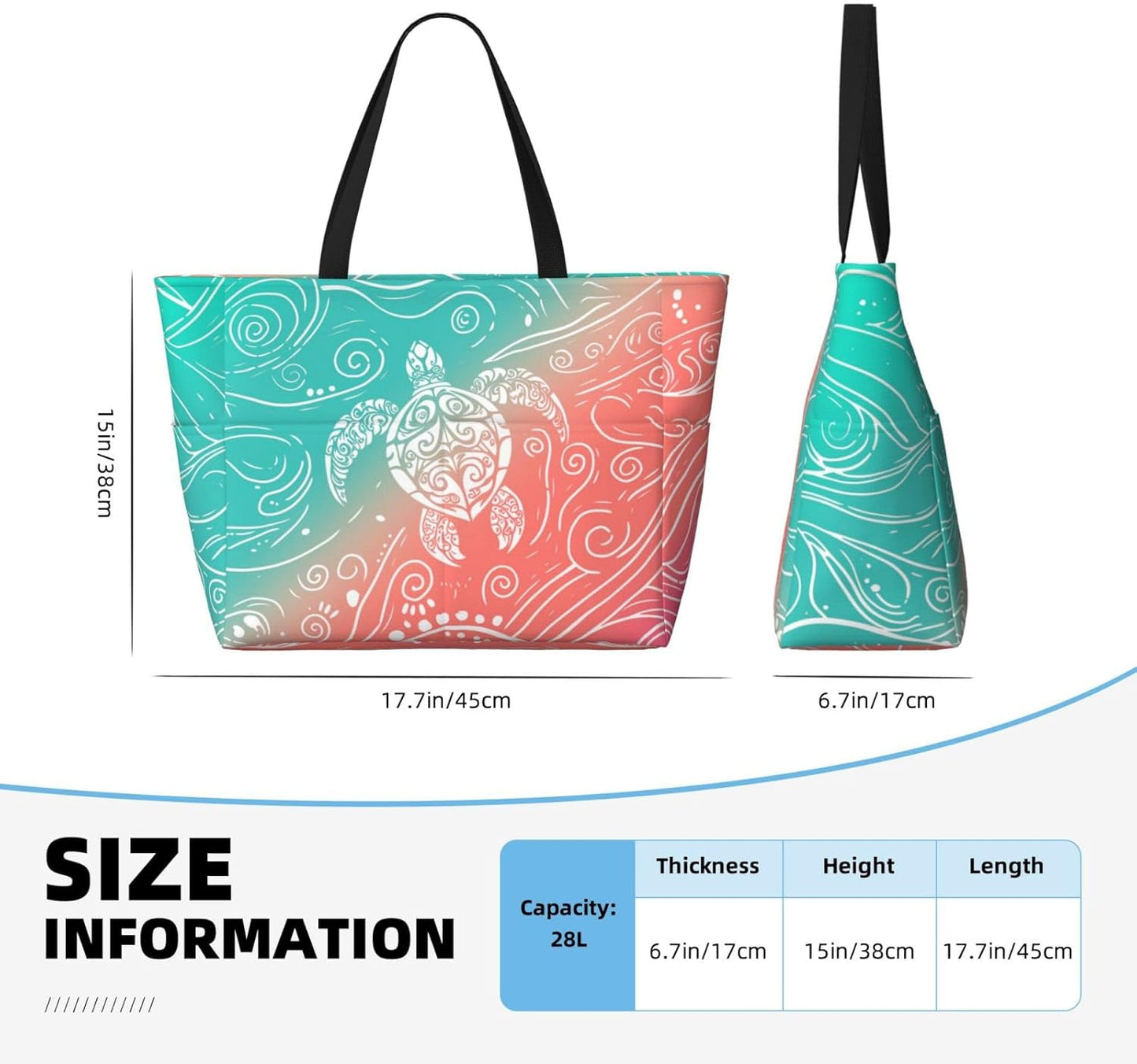 Beach Bag for Women Beach Tote Bag Waterproof Sandproof Large Bags with Zipper Big Capacity for Vacation Travel