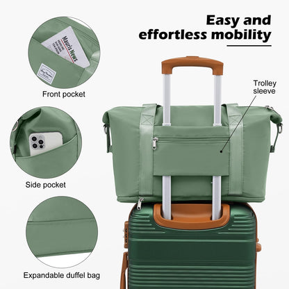 LONG VACATION 3 Piece Carry On Luggage 20 Inch Suitcase with Spinner Wheels, ABS+PC Hardshell Suitcase set with TSA Lock & YKK Zipper