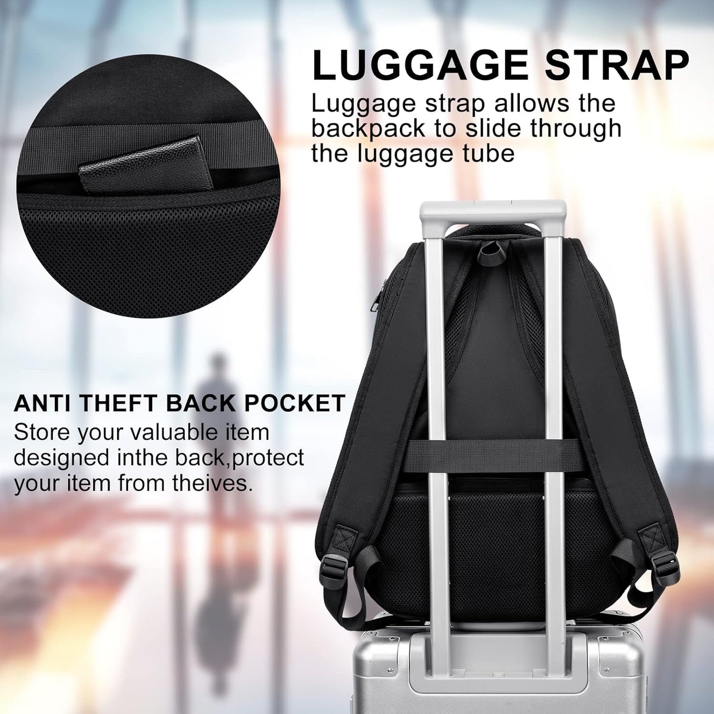 School Backpack for Teen Boys & College Students - 17.3 Inch Laptop Backpack with USB Charging Port, Anti-Theft Water Resistant Large Bookbag for Men, Travel & Work, Black